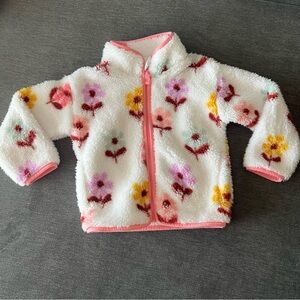 Jumping Beans High Pile Floral Fleece Toddler Girls Jacket w/ Pink Trim Size 3T